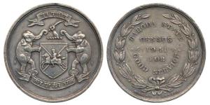Baroda, Census Medal, Silver, 38mm, obv. coat of arms of the state with legend Jai Mahadev
