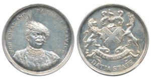 Datia, Loyal and faithful Service Medal, Silver, 36.92g, 39mm, obv. portrait of Maharaja G