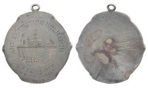 Kolhapur, Art Exhibition Kolhapur, Silver Medal, 32.07g, Engraved, obv. a palace and a ris