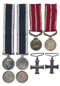 A collection of 4 Rare Miniature Medals, Military Cross Medal, George VI, Silver, royal ci