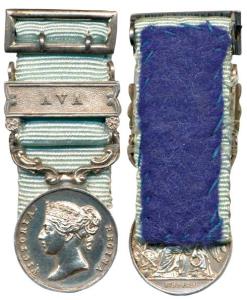 Army of India Medal, Queen Victoria, Silver, Miniature, seated figure of Victory beside a 
