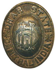 Dhar State, Bronze, Cap Badge, insignia in center, Dhar State, Central India around it, sc