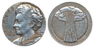 Indira Gandhi, FAO, Silver ’Ceres’ Medal, 221.8g, obv. bust of Indira Gandhi, rev. VII Wor