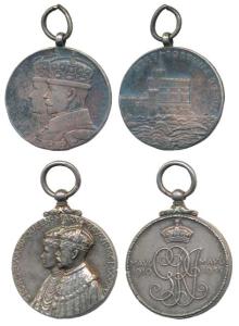 Silver Jubilee Medal of George V and Queen Mary, Silver, conjoined busts of George V and Q