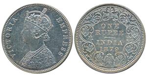 Victoria Empress, Silver Proof Restrike Rupee, 1879, Calcutta Mint, A1 / I, C incuse, (Unl