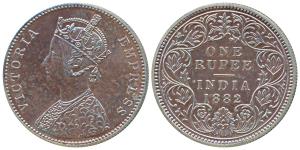 Victoria Empress, Silver Proof Restrike Rupee, 1882, Calcutta Mint, A1 / I, C incuse, (SW 