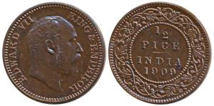 Edward VII, Bronze Proof Restrike ½ Pice, 1909, Calcutta Mint, (SW 7.204). Proof Restrike,