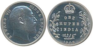 Edward VII, Silver Proof Restrike Rupee, 1909, Bombay Mint, B incused (very faint) & dot o