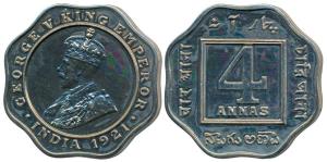 George V, Cupro nickel Proof Restrike 4 Annas, 1921, Calcutta Mint, (SW 8.190 & Prid 876).