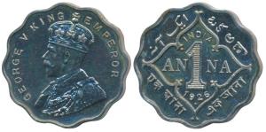 George V, Cupro nickel Proof Restrike 1 Anna, 1926, Bombay Mint, (SW 8.309). Proof Restrik