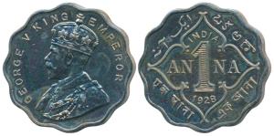 George V, Cupro nickel Proof Restrike 1 Anna, 1928, Calcutta Mint, (SW 8.315). Proof Restr