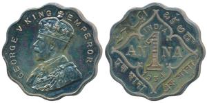 George V, Cupro nickel Proof Restrike Anna, 1934, Calcutta Mint, (SW 8.325). Proof Restrik