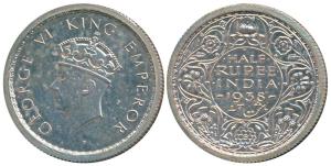 George VI, Silver Proof Restrike ½ Rupee, 1938, Calcutta Mint, 1st Head (SW 9.41& Prid 362