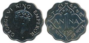 George VI, Cupro nickel Proof Restrike 1 Anna, 1939, Calcutta Mint, 2nd head, (Unlisted in