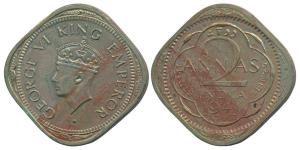 George VI, Cupro-Nickel Proof Restrike 2 Annas, 1941, Calcutta Mint, (SW 9.119). Proof Res