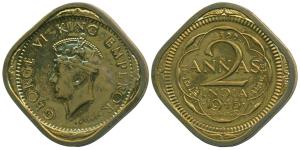 George VI, Nickel-Brass Proof Restrike 2 Annas, 1945, Bombay Mint, 1st head, (SW 9.133). W