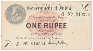 George V, Rupee 1, 1st issue, 1917, signed M. M. S. Gubbay, (J&R 1.1A). Very Fine, Scarce.