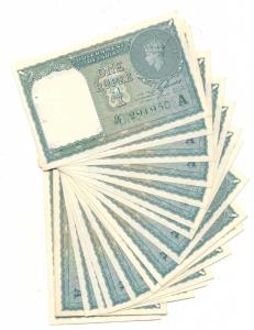 George VI, Rupee 1, 1944, signed C. E. Jones, in order of 22 consecutive serial numbers (J