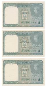 George VI, Rupee 1, 1947, signed C. E. Jones, serial number in green, in order of serial n
