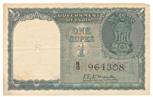 Rupee 1, 1949, signed K.R.K. Menon, (J&R 1.1.1). Very Fine.