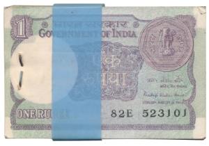 Rupee 1 bundle, 1984, signed Pratap Kishan Kaul, (J&R 1.10.1B). Uncirculated, Rare. (100)