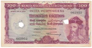 Indo-Portuguese, 300 Escudos, 7th issue, 1959, Banco Nacional Ultramarino, (J&R 38.2). Can