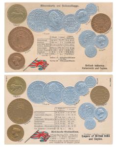 2 different Embossed Postcards with impression of British India (William and Victoria Rupe