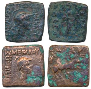 Indo-Greek, Menander I (c. 165/155-130 BC), Copper Drachm (2), bust of the king to right a