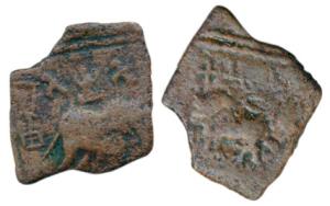 Satavahanas, Kanha (Krishna) Satakarni, Copper Unit, 2.19g, a lion facing left with Brahmi