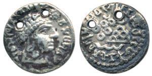 Satavahanas, Vasisthiputra Sri Pulumavi (c. 78-114 AD), Silver Drachma, 2.15g, bust of the