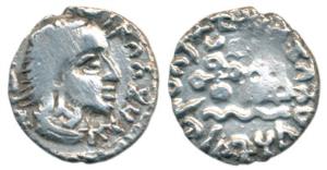 Satavahanas, Gautamiputra Sri Yajna Satakarni, Silver Drachma, 2.10g, bust of the ruler to