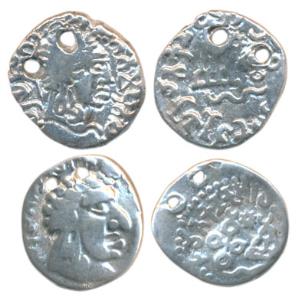Satavahana, Silver Drachma (2), Siri Yajna Satakarni and Siri Satakarni, bust of the king 