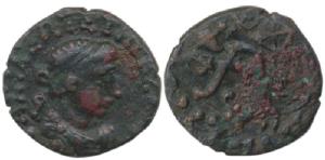Kushans, Kujula Kadphises (c. 30-80 AD), Copper Drachm, 3.89g, of ’posthumous Hermaios’ ty