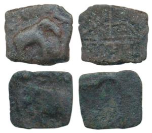 Cheras Kingdom (c. 200 AD), Copper Unit (2), elephant to right on the first and left on th