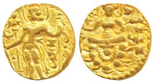 Guptas, Chandragupta II, Gold Heavy Dinar, 8.04g, Archer type, obv. king nimbate, standing