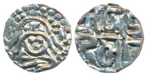 Kalachuris of Tripuri, Gangeya Deva, Base Gold 4½ Masha, 3.73g, obv. seated goddess Lakshm