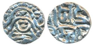 Kalachuris of Tripuri, Gangeya Deva, Base Gold 4½ Masha, 3.87g, obv. seated goddess Lakshm