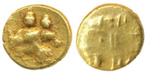 Vijayanagar Empire or Nayakas, Gold ½ Pagoda or half Hon (Pratapa), 1.69g, crude copies of