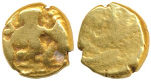 Vijayanagar Empire or Nayakas, Gold ½ Pagoda or half Hon (Pratapa), 1.69g, crude copies of