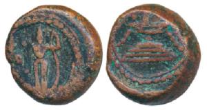 Thanjavur Nayakas, Copper Double Kasu, 10.52g, Rama and Sita on obv., a garlanded Sivaling