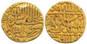 Akbar (AH 1213-1250, 1798-1834 AD), Gold Mohur, 10.80g, Dar ul Khilafat Agra Mint, AH 978 