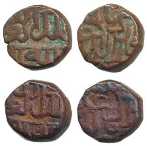 Akbar, Copper ½ Dam (2), Alwar Mint, (cf. KM 28.7). Very Fine+, Rare. (2)