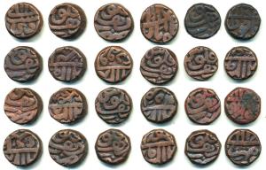 Akbar, Copper Dam (12), Dehli Mint, Ilahi type, complete set of 12 different Ilahi months,
