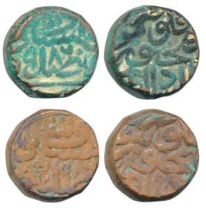 Akbar, Copper Dam (2), Dar us Sultanate Fathpur Mint, AH 986 (KM 28.11). Very Fine+. (2)