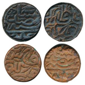 Akbar, Copper Dam (2), Dar ul Khilafat Gorakhpur Mint, AH 985 and 986 (KM 28.22). Very Fin