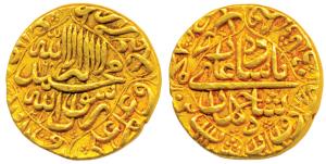 Shah Jahan, Gold Mohur, 10.96g, Daulatabad Mint, Kalima type, legend within lozenge on bot