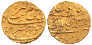 Aurangzeb, Gold Mohur, 11.05g, Burhanpur Mint, AH 1115/48 (KM 315.16). Very Fine.