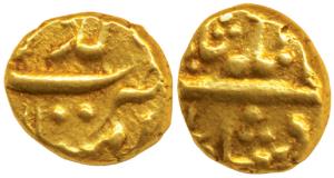 Alamgir II (AH 1167-1173, 1754-1759 AD), Gold Pagoda, 3.3g, Imtiyazgarh Mint, (KM 468.1). 