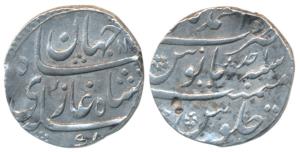 Shah Jahan III (AH 1173-1174, AD 1759-1760), Silver Rupee, 11.42g, Ahmednagar Mint, RY Ahd
