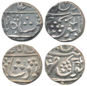Jaafarabad urf Chandore Mint, Silver Rupee (2), in the name of Shah Alam II, typical flora